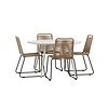 ebuy24 LinaLindos tuinmeubelset 1 eettafel, 4 stoelen beige.