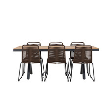 ebuy24 GarciaLindos tuinmeubelset 1 eettafel, 6 stoelen zwart.