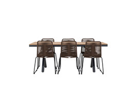 ebuy24 GarciaLindos tuinmeubelset 1 eettafel, 6 stoelen zwart.