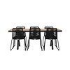 ebuy24 GarciaLindos tuinmeubelset 1 eettafel, 6 stoelen zwart.