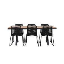ebuy24 GarciaLindos tuinmeubelset 1 eettafel, 6 stoelen zwart.