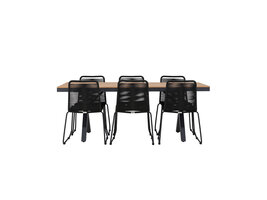 ebuy24 GarciaLindos tuinmeubelset 1 eettafel, 6 stoelen zwart.