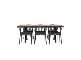 ebuy24 GarciaStina tuinmeubelset 1 eettafel, 6 stoelen zwart.