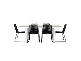 ebuy24 MerloLindos tuinmeubelset 1 eettafel, 6 stoelen wit.