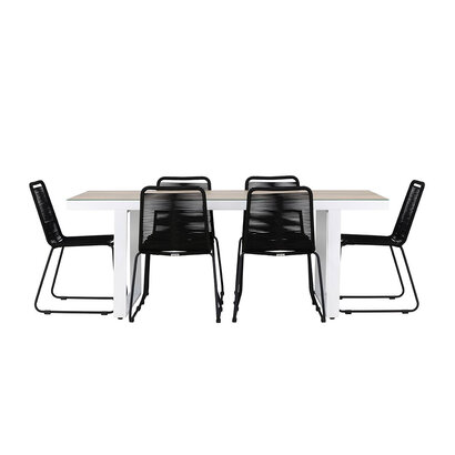 ebuy24 MerloLindos tuinmeubelset 1 eettafel, 6 stoelen wit.