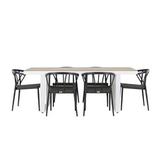 ebuy24 MerloStina tuinmeubelset 1 eettafel, 6 stoelen wit.