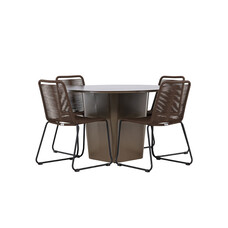 ebuy24 SantaFeLindos tuinmeubelset 1 eettafel, 4 stoelen bruin.