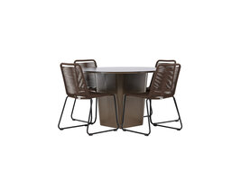 ebuy24 SantaFeLindos tuinmeubelset 1 eettafel, 4 stoelen bruin.