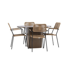 ebuy24 SantaFeLindos tuinmeubelset 1 eettafel, 4 stoelen bruin.