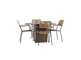 ebuy24 SantaFeLindos tuinmeubelset 1 eettafel, 4 stoelen bruin.