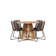 ebuy24 LumpurLindos tuinmeubelset 1 eettafel, 4 stoelen natuur.