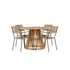 ebuy24 LumpurLindos tuinmeubelset 1 eettafel, 4 stoelen natuur.