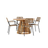 ebuy24 LumpurLindos tuinmeubelset 1 eettafel, 4 stoelen natuur.