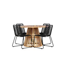 ebuy24 LumpurLindos tuinmeubelset 1 eettafel, 4 stoelen natuur.