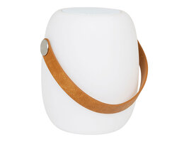 ebuy24 Cardiff Buitenlamp LED met leren band, bluetooth speaker, oplaadbaar wit.