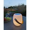 ebuy24 Cardiff Buitenlamp LED met leren band, bluetooth speaker, oplaadbaar wit.
