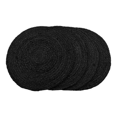 ebuy24 Bombay Placemat Ø38cm, set van 4 donkergrijs.