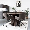ebuy24 Osaka eetkamertafel Inbegrepen drie uitbreidingen, ø120x120-160-200-240cm gerookt.