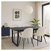 ebuy24 Amira eethoek eettafel zwart marmer print en 4 stoelen fluweel beige.