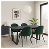 ebuy24 Tilst eethoek eettafel zwarte marmerprint 90x160 4 stoelen velours groen.