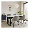ebuy24 Tilst eethoek eettafel wit marmerprint 90x160 4 stoelen velours grijs.