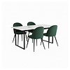ebuy24 Tilst eethoek eettafel wit marmerprint 90x160 4 stoelen velours groen.