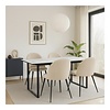 ebuy24 Tilst eethoek eettafel wit marmerprint 90x160 4 stoelen velours beige.