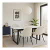 ebuy24 Tilst eethoek eettafel wit marmer print en 4 stoelen fluweel beige.