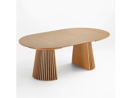 ebuy24 Tokyo eetkamertafel met 2 extra plaat Ø120x120-160-200cm eik fineer.