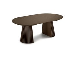 ebuy24 Tokyo eetkamertafel met 2 extra plaat ø120x120-160-200cm smoked eik fineer.