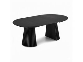 ebuy24 Tokyo eetkamertafel met 2 extra plaat ø120x120-160-200cm zwart eik fineer.