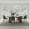 ebuy24 Tokyo eethoek eettafel natuur, 6 stoelen met groene velours bekleding.
