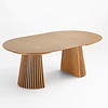 ebuy24 Tokyo eethoek eettafel natuur, 6 stoelen met beige velours bekleding.