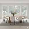 ebuy24 Tokyo eethoek eettafel natuur, 6 stoelen met beige ribfluweel bekleding.
