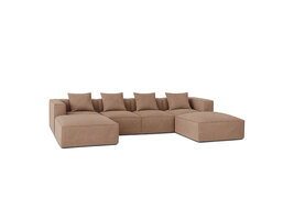 ebuy24 Box U-bank, 4 sierkussens beige, bruin.