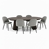ebuy24 Tokyo eethoek eettafel smoked, 6 stoelen met grijze velours bekleding.