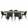ebuy24 Tokyo eethoek eettafel smoked, 6 stoelen met groene velours bekleding.