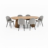 ebuy24 Tokyo eethoek eettafel natuur, 6 stoelen met grijze velours bekleding.
