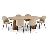 ebuy24 Tokyo eethoek eettafel natuur, 6 stoelen met beige velours bekleding.