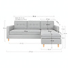 Marino bank met chaise longue 3 persoons naar rechts of links gedraaid stof zandkleurig.