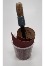 Adhesive brush, sandpaper and mixing cup