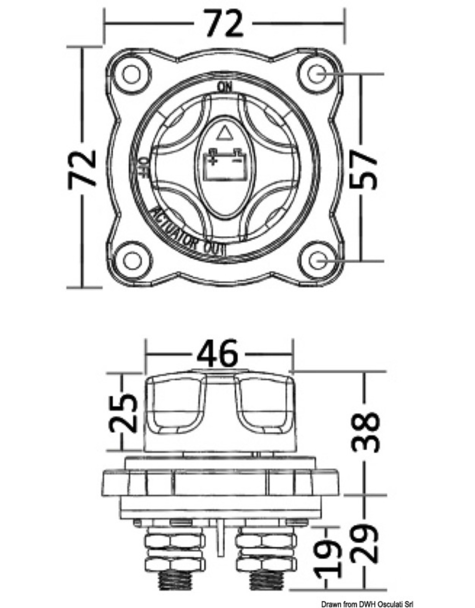Osculati Battery switch for semi-recessed mounting