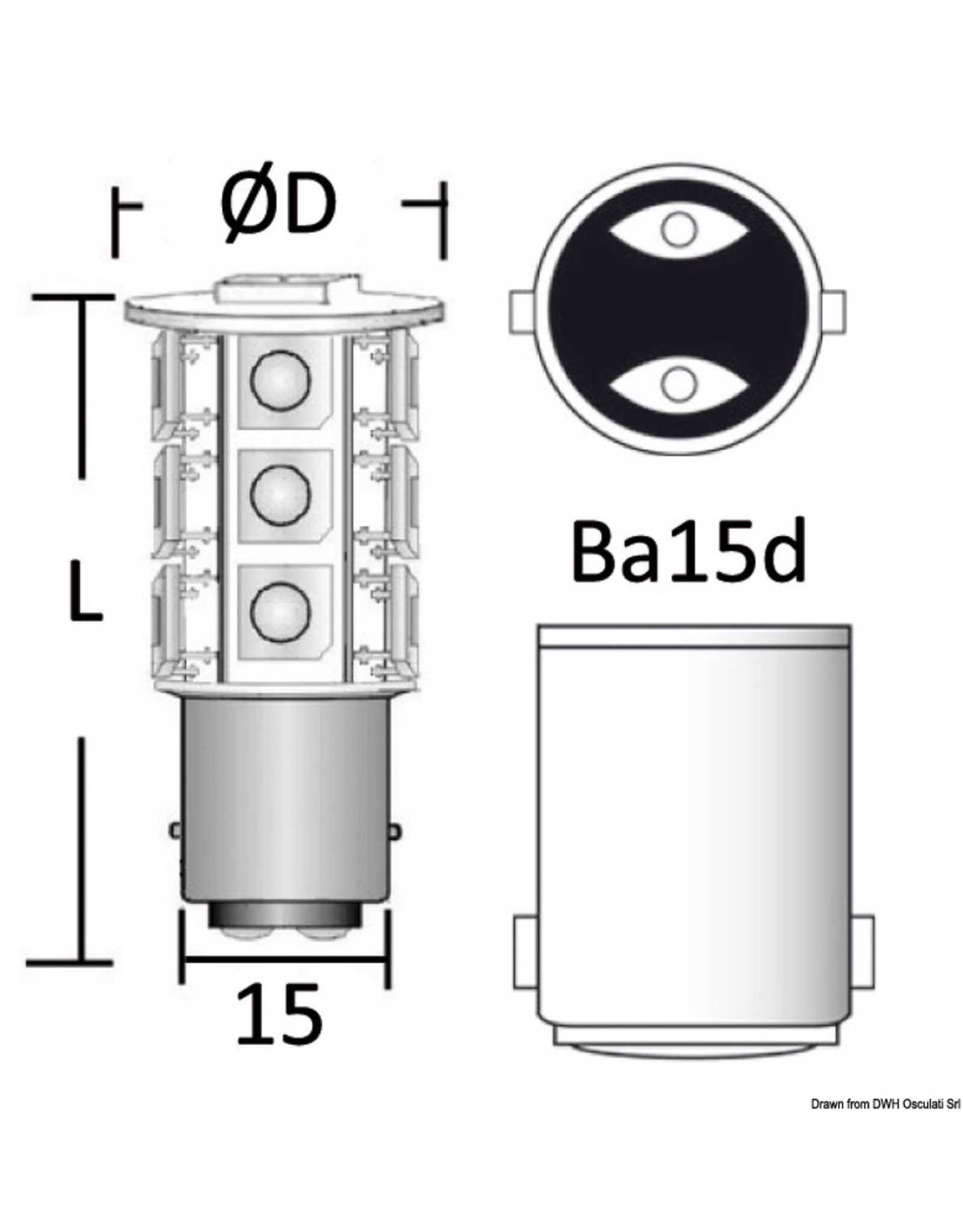 Osculati  LED bulb 12/24 V BA15D 2 W 140 lm