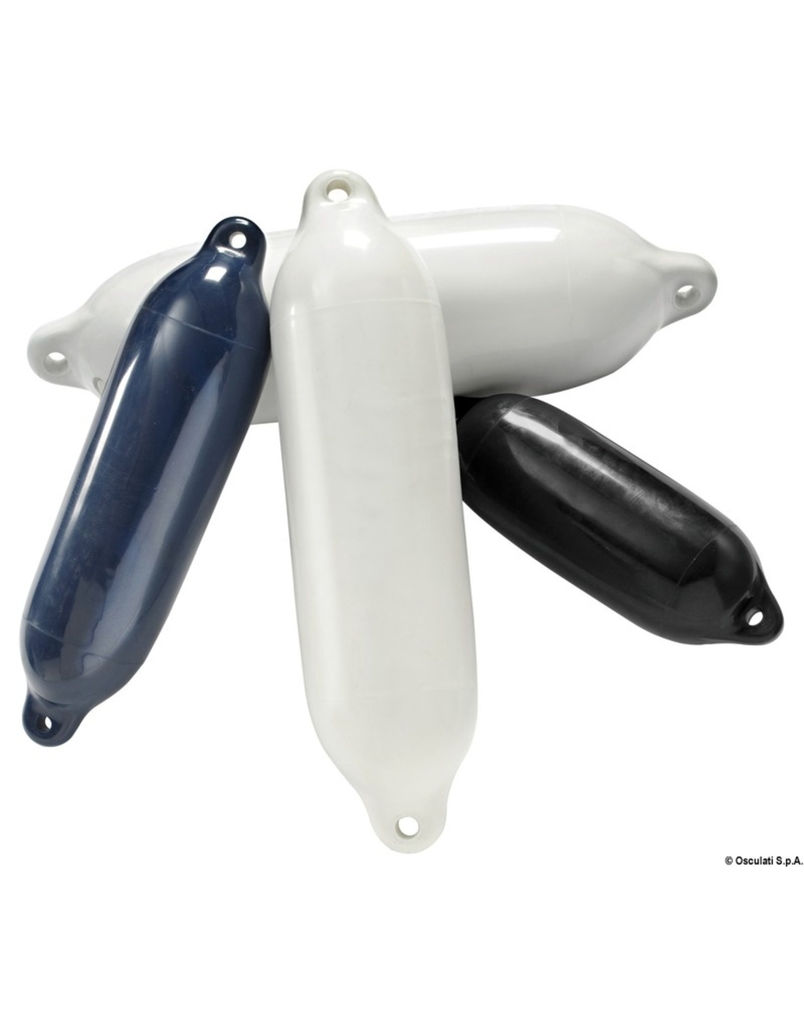 Osculati PVC fender met dubbel oog  Wit, Blauw en Zwart