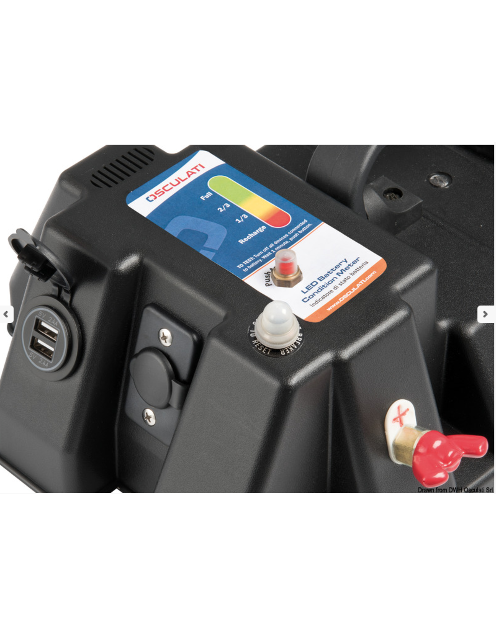 Osculati Power Center Deluxe Watertight power socket with 10A automatic fuse + 2x2.4A watertight dual USB port