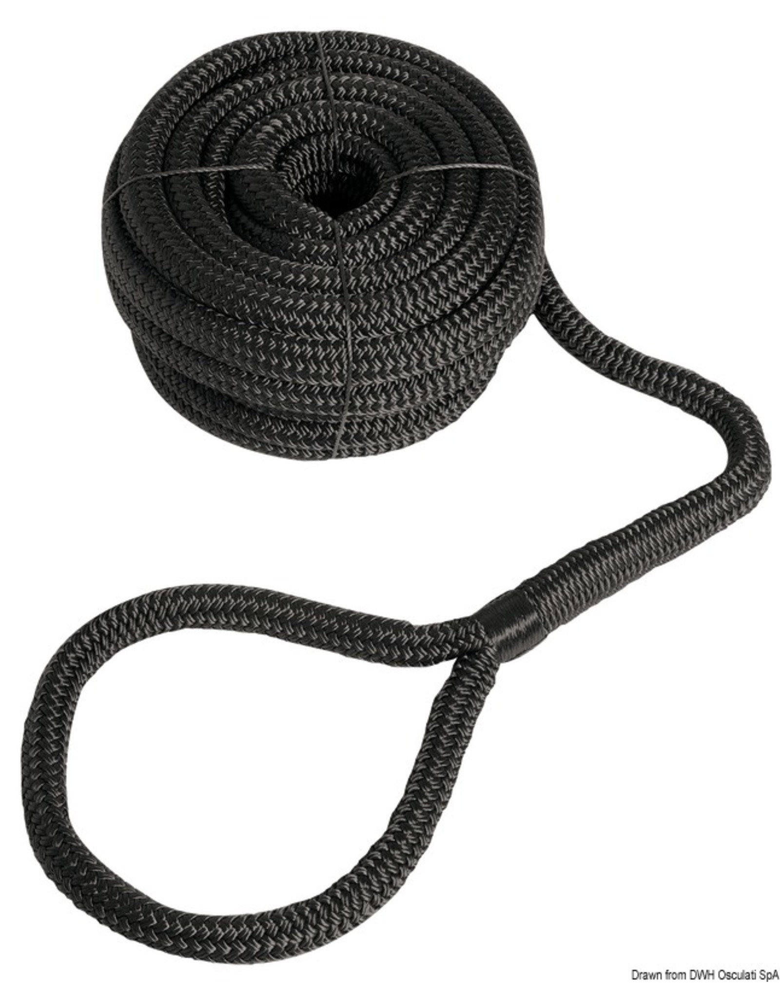 Osculati Mooring line with eye black 10 mm x 6 m