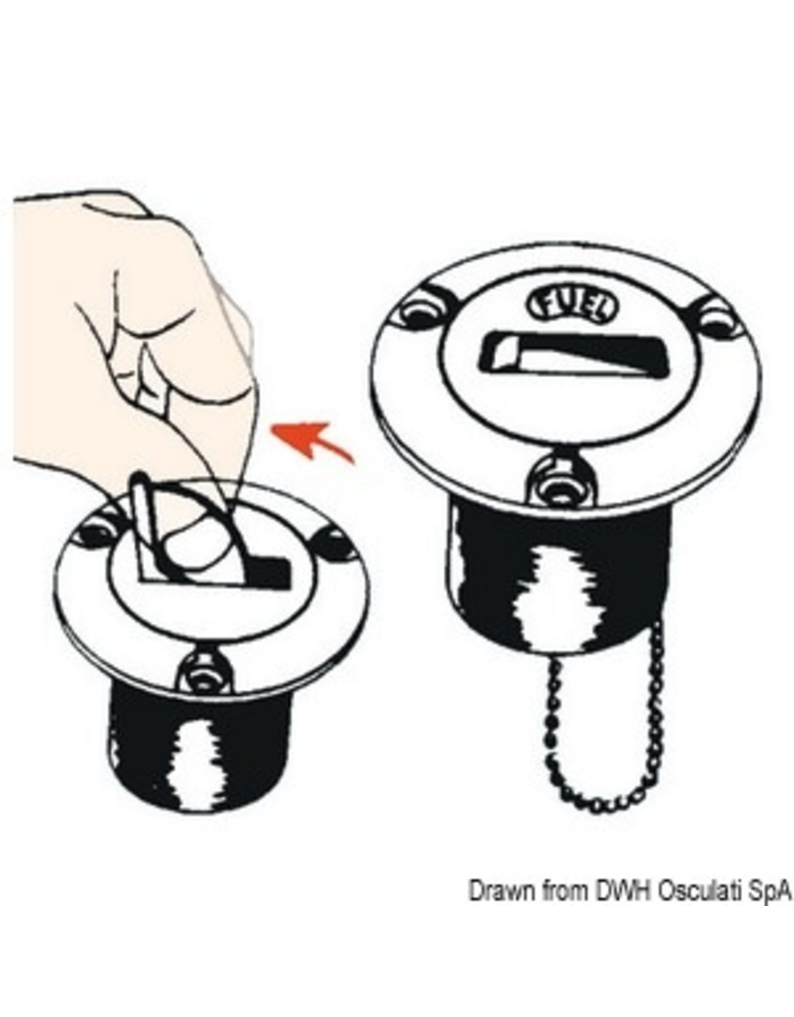 Osculati Verchroomde messing dekplug FUEL 50 mm