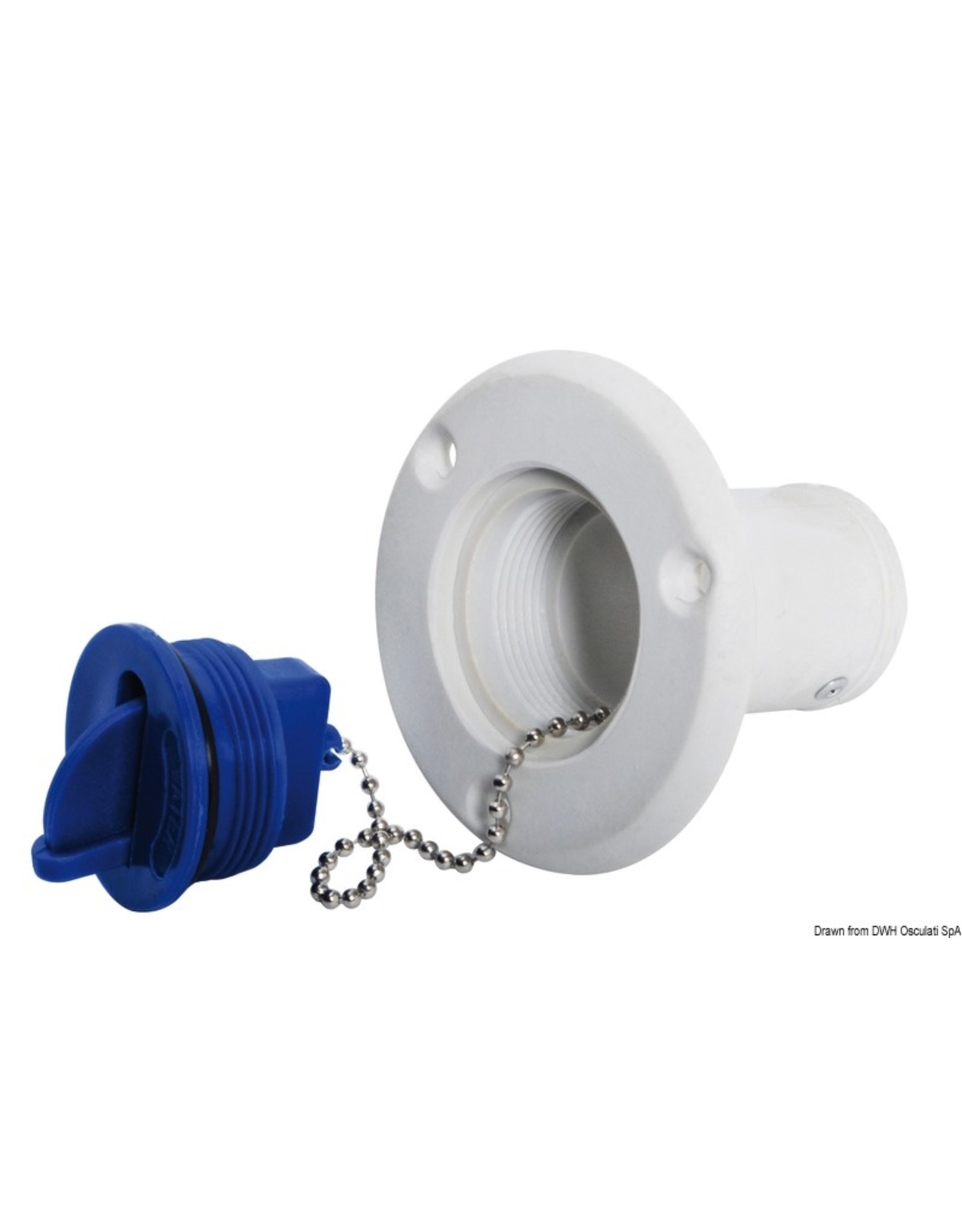 Osculati Nylon/fiberglass WATER plug light blue 38 mm