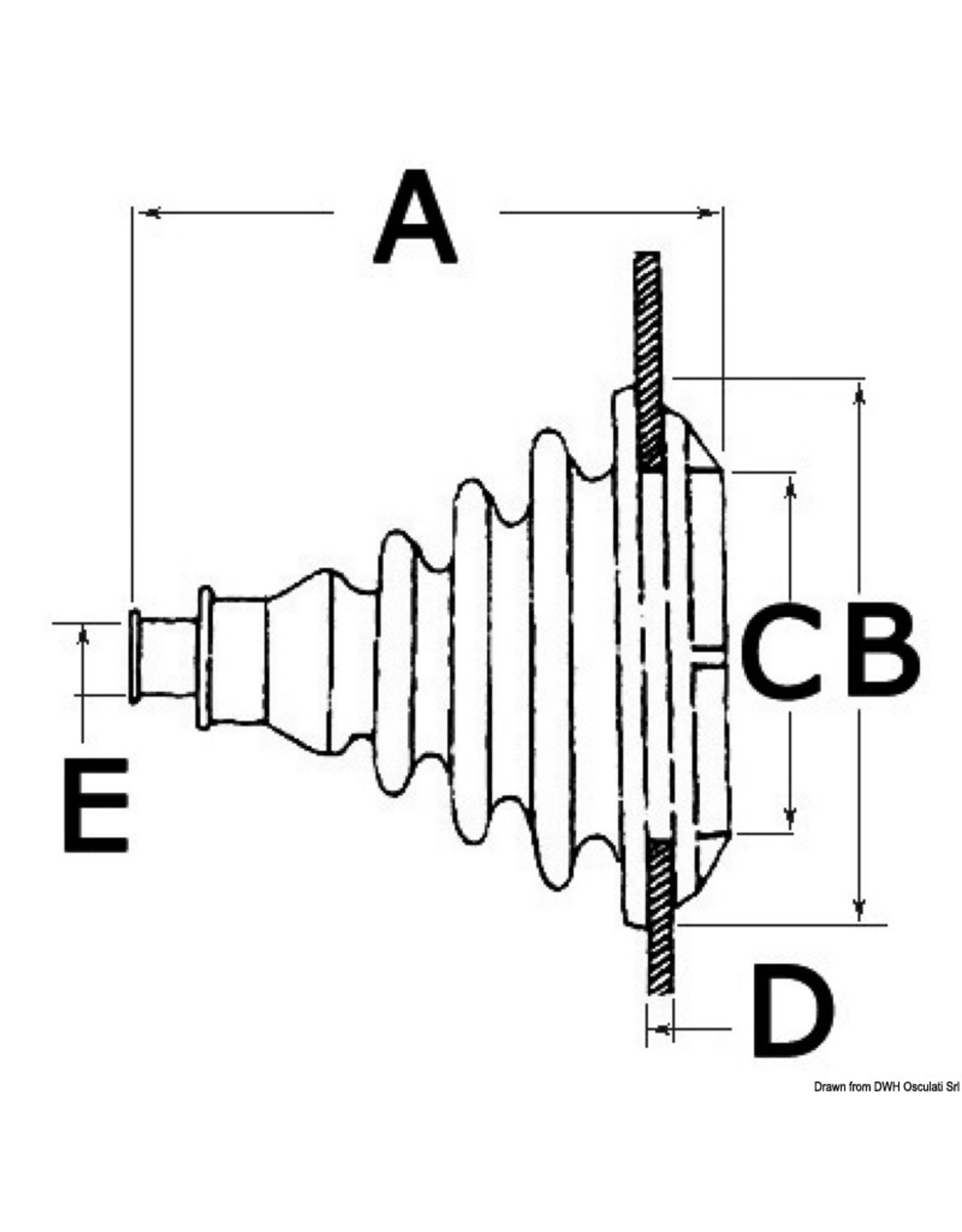 Osculati Durchgang/Muffe aus Dutral-Salzschutzgummi 75 mm