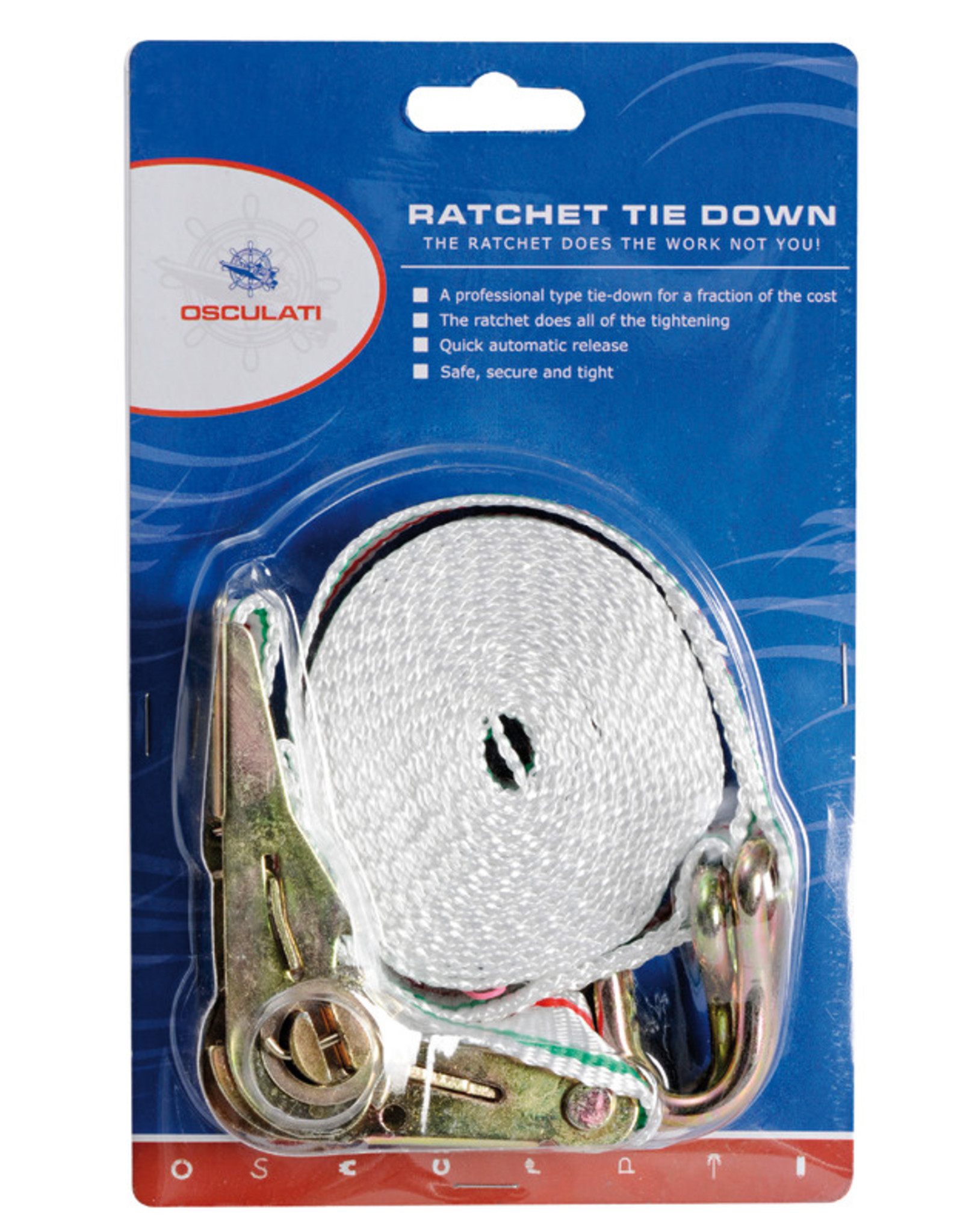 Osculati Coloured polyester tape with hooks, 25 mm, 200 cm